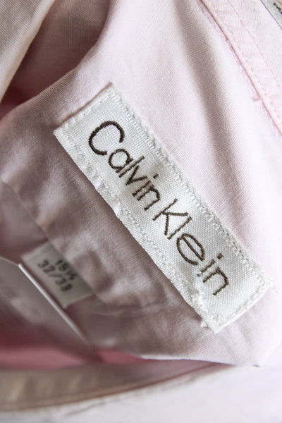 Calvin Klein Mens Button-Down Pink Cotton Dress Shirt Long Sleeve Size 15.5