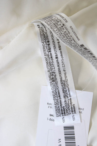 Zara Women Puffer Quilted White Jacket High Neck Drawstring Size S