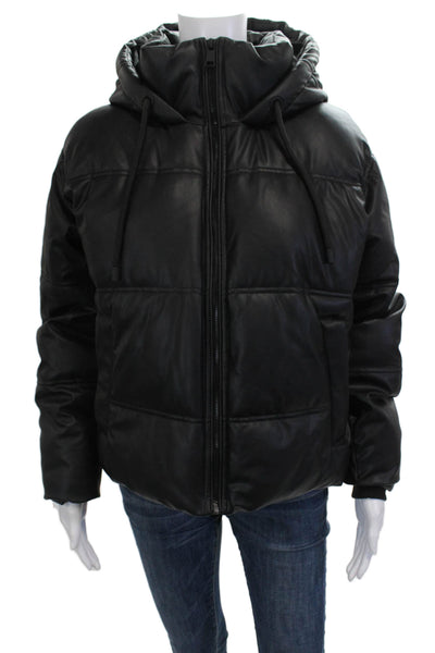 Zara Unisex Black Quilted Puffer Jacket High Neck Drawstring Polyester Size S
