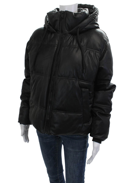 Zara Unisex Black Quilted Puffer Jacket High Neck Drawstring Polyester Size S