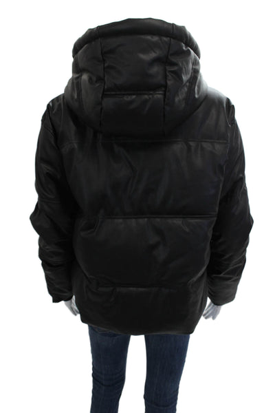 Zara Unisex Black Quilted Puffer Jacket High Neck Drawstring Polyester Size S