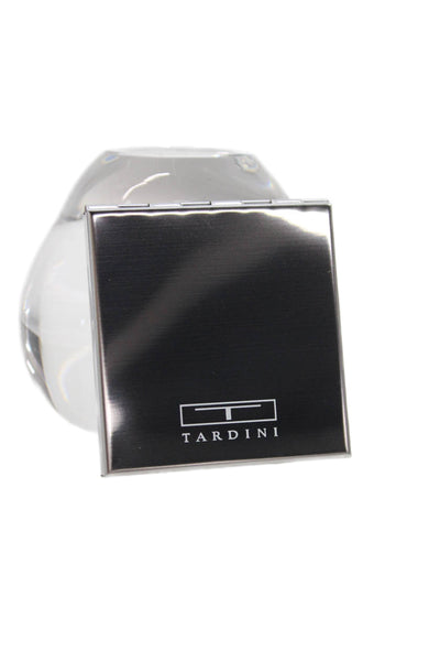 Tardini Womens Genuine American Alligator Beauty Compact Mirror Case Taupe Brown