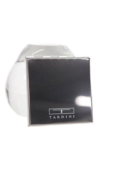 Tardini Womens Genuine American Alligator Beauty Compact Mirror Case Brown