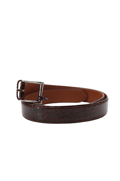 Tardini Mens Genuine American Alligator 1 & 1/8" Buckle Belt Cognac Size 44