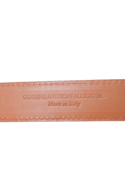 Tardini Mens Genuine American Alligator 1 & 1/8" Buckle Belt Cognac Size 44