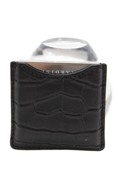 Tardini Womens Genuine American Alligator Beauty Compact Mirror Case Matte Black