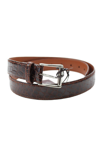 Tardini Mens Genuine American Alligator 1 1/8" Buckle Belt Cognac Size 36