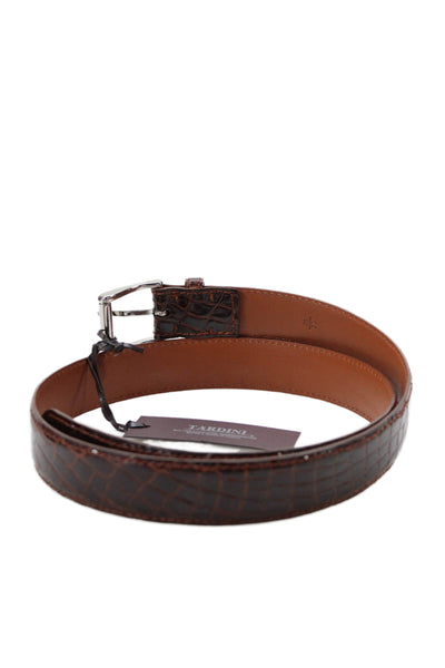 Tardini Mens Genuine American Alligator 1 1/8" Buckle Belt Cognac Size 36