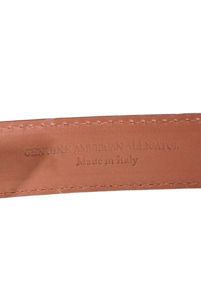 Tardini Mens Genuine American Alligator 1 1/8" Buckle Belt Cognac Size 36