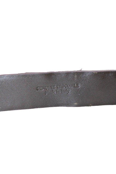 Tardini Mens Genuine American Alligator 1 1/8" Buckle Belt Chocolate Size 42