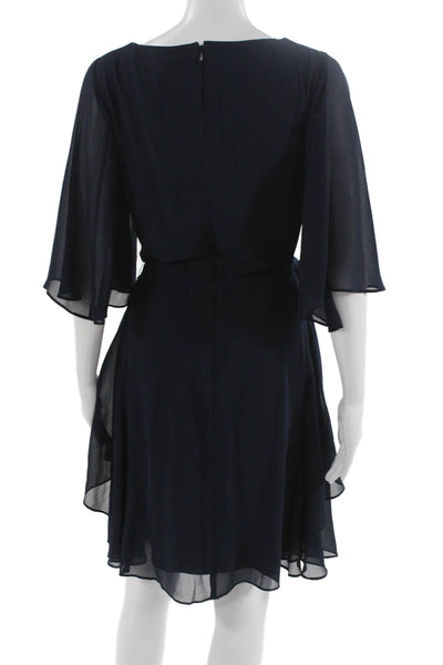 Lauren Ralph Lauren Womens A-Line Blue Boat Neck Knee Length Dress Zip Size 4