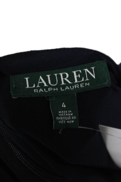 Lauren Ralph Lauren Womens A-Line Blue Boat Neck Knee Length Dress Zip Size 4