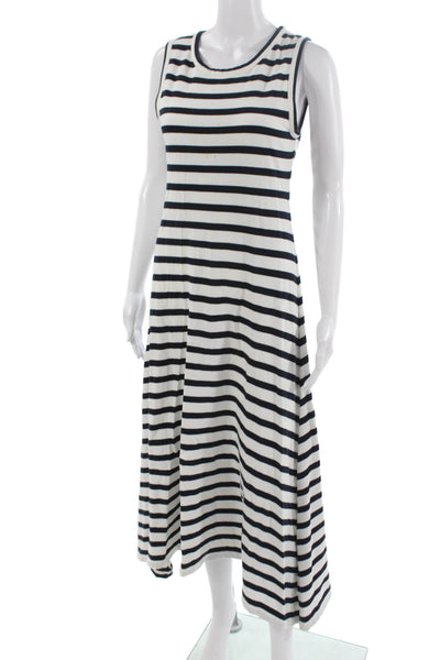 J Crew Womens Maxi Dress Black Striped Cotton Sleeveless Pullover Size PS