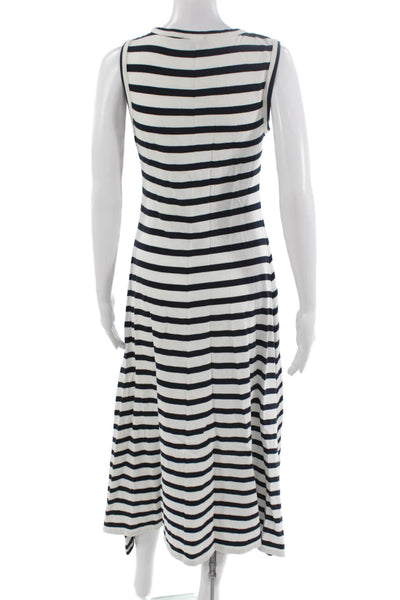 J Crew Womens Maxi Dress Black Striped Cotton Sleeveless Pullover Size PS