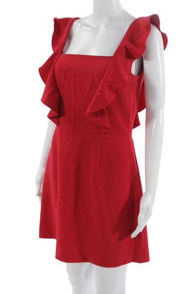 French Connection Womens Red Fit & Flare Dress Square Neck Sleeveless Size 8
