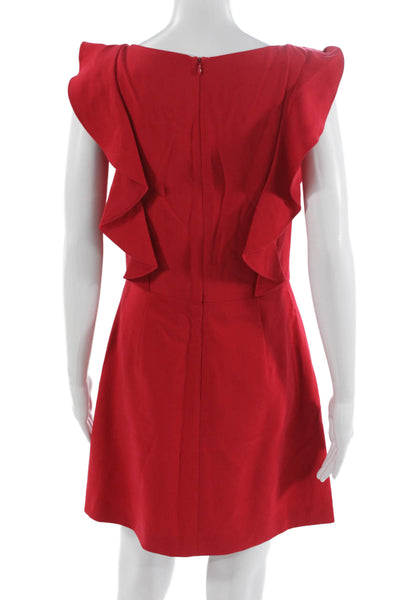 French Connection Womens Red Fit & Flare Dress Square Neck Sleeveless Size 8