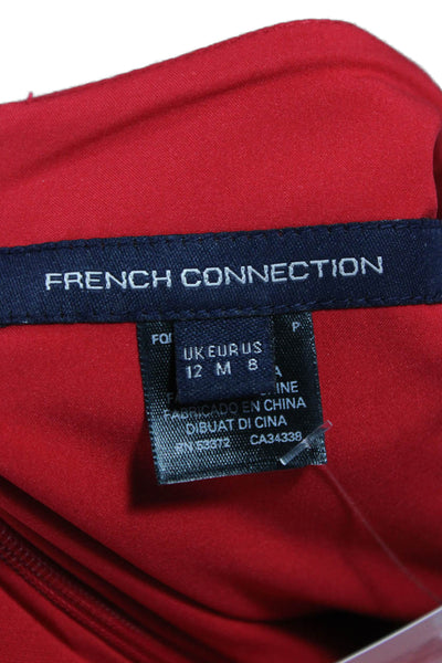 French Connection Womens Red Fit & Flare Dress Square Neck Sleeveless Size 8