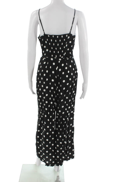 J Crew Women Jumpsuit Black Polka Dot V-Neck Sleeveless Tie Waist Size 2