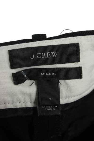 J Crew Women Ankle Pants Black Solid 95% Cotton 5% Spandex Inseam 28 Size 4