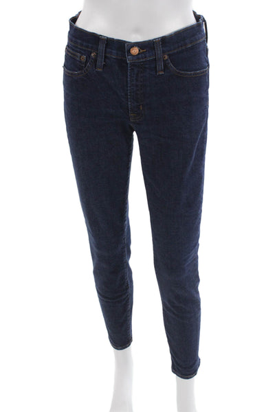 J Crew Womens Skinny Jeans Blue Button Mid Rise Cotton Blend Size 27