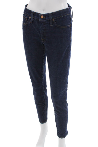 J Crew Womens Skinny Jeans Blue Button Mid Rise Cotton Blend Size 27