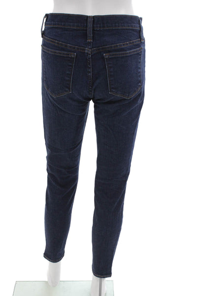 J Crew Womens Skinny Jeans Blue Button Mid Rise Cotton Blend Size 27