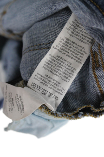 J Crew Womens Cropped High Rise Blue Cotton Blend Jeans Button Fly Size 26