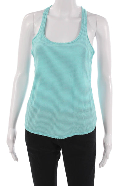 Lululemon Women Blue Striped Scoop Neck Nylon Basic Tank Sleeveless Size 4