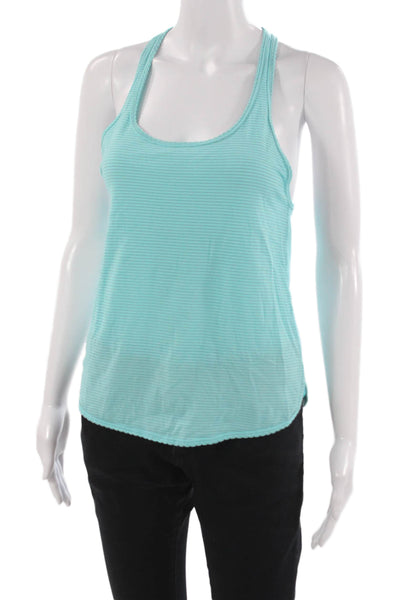 Lululemon Women Blue Striped Scoop Neck Nylon Basic Tank Sleeveless Size 4