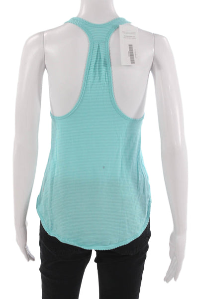 Lululemon Women Blue Striped Scoop Neck Nylon Basic Tank Sleeveless Size 4