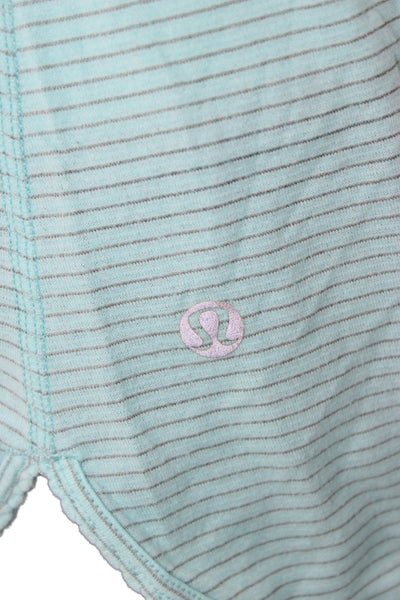 Lululemon Women Blue Striped Scoop Neck Nylon Basic Tank Sleeveless Size 4