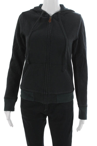 J Crew Womens Full Zip Cotton Hoodie Black Size M