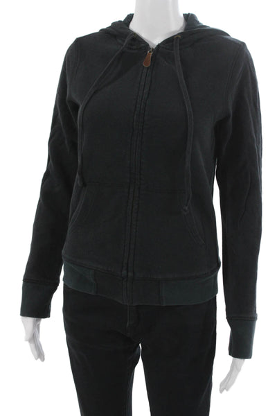 J Crew Womens Full Zip Cotton Hoodie Black Size M