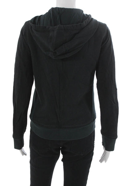 J Crew Womens Full Zip Cotton Hoodie Black Size M