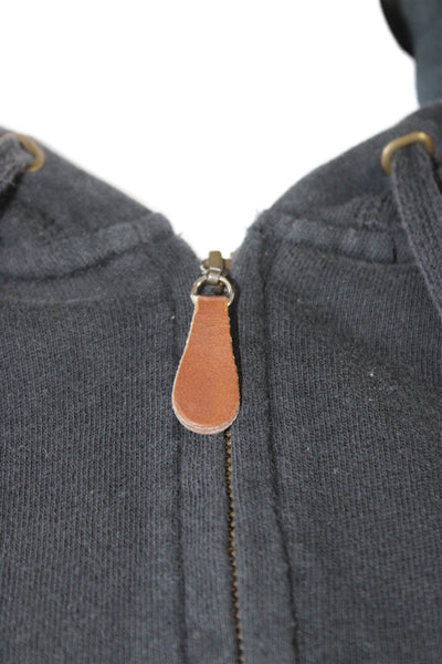 J Crew Womens Full Zip Cotton Hoodie Black Size M