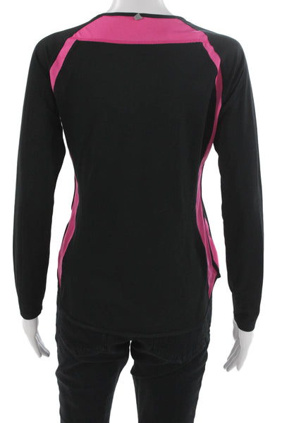 Nike Women Pullover Tee Black Colorblock Roundneck Long Sleeve Size M