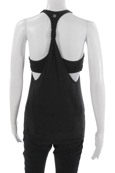 Lululemon Women Black Halter Sleeveless Tank Polyester Blend Basic Size 4
