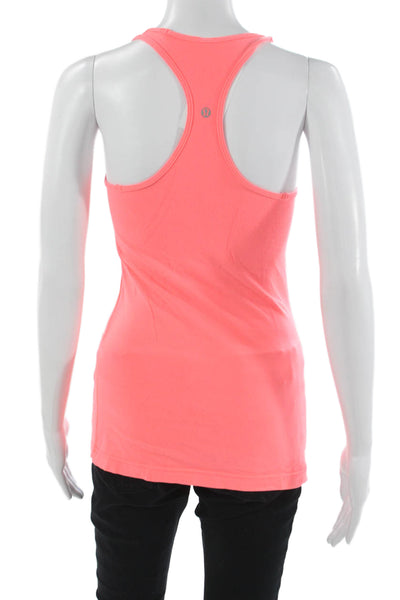Lululemon Women Pink Scoop Neck Sleeveless Basic Tank Polyester Blend Size 6