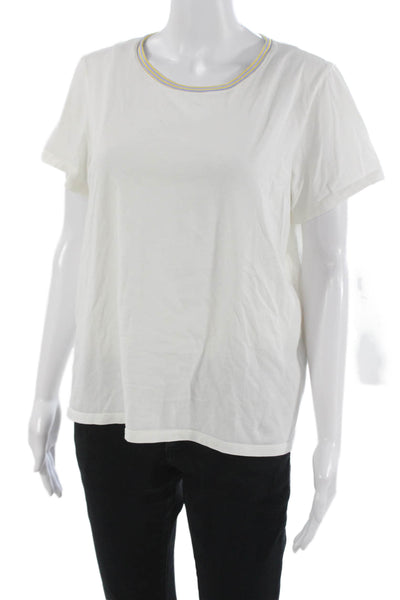 Bombas Women Basic White Cotton Crew Neck Short Sleeve T-Shirt Size L