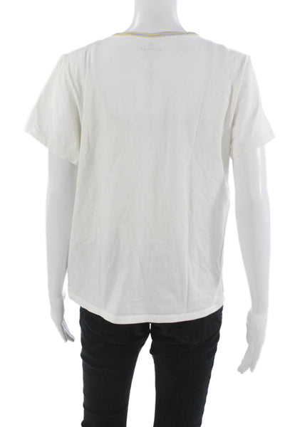 Bombas Women Basic White Cotton Crew Neck Short Sleeve T-Shirt Size L
