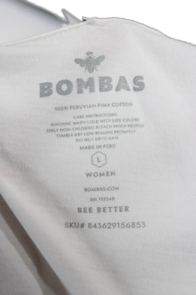 Bombas Women Basic White Cotton Crew Neck Short Sleeve T-Shirt Size L