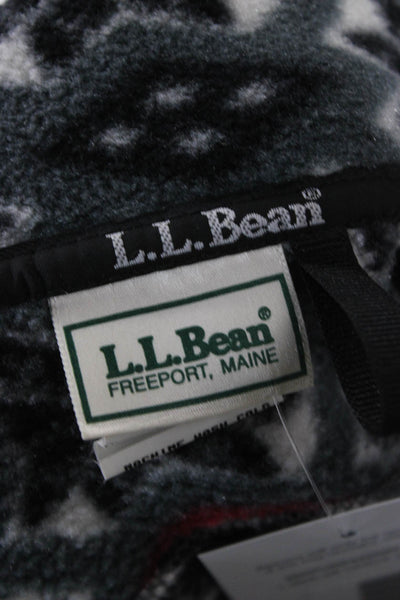 LL Bean Women Petite Gray Geometric Polyester Basic Zip Jacket Long Sleeve Size