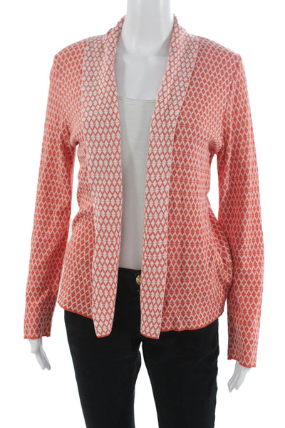Jennifer Tyler Womens Viscose Collar Argyle Cardigan Long Sleeve Orange Size 12