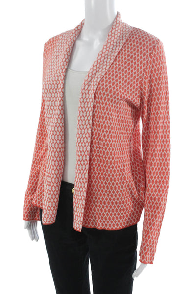 Jennifer Tyler Womens Viscose Collar Argyle Cardigan Long Sleeve Orange Size 12
