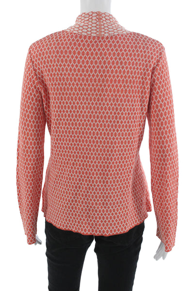 Jennifer Tyler Womens Viscose Collar Argyle Cardigan Long Sleeve Orange Size 12