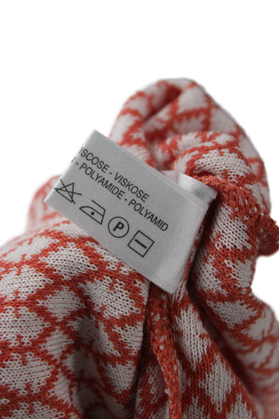 Jennifer Tyler Womens Viscose Collar Argyle Cardigan Long Sleeve Orange Size 12