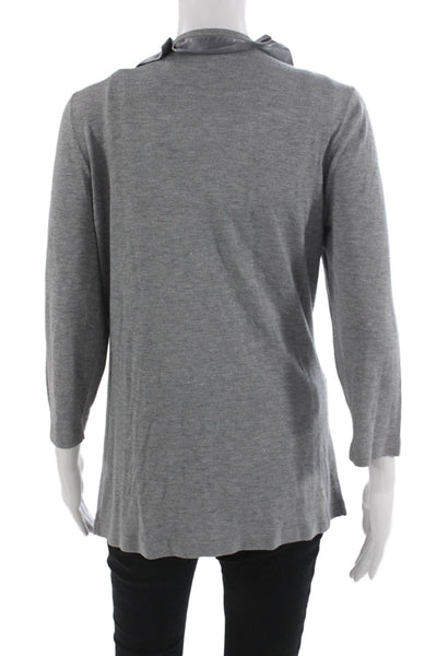 T Tahari Women Gray V Neck Viscose Rayon Cardigan 3/4 Sleeve Solid Size XS