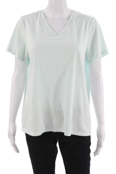 Bombas Womens Basic V-Neck Green Pima Cotton Short Sleeve T-Shirt Size L