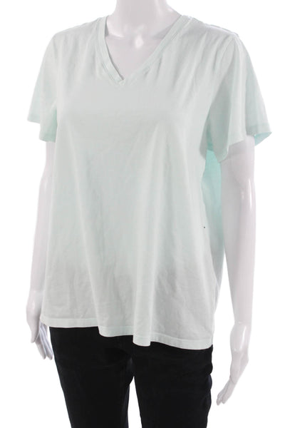 Bombas Womens Basic V-Neck Green Pima Cotton Short Sleeve T-Shirt Size L