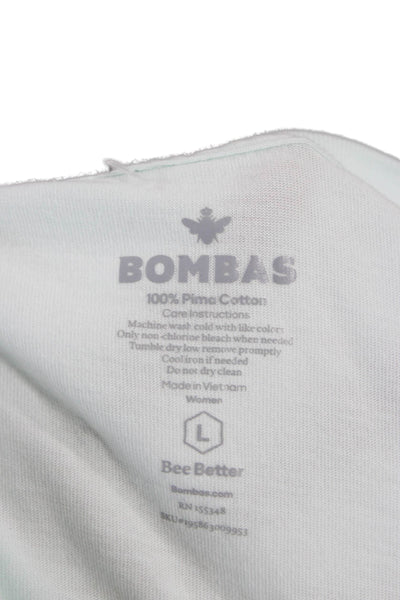 Bombas Womens Basic V-Neck Green Pima Cotton Short Sleeve T-Shirt Size L